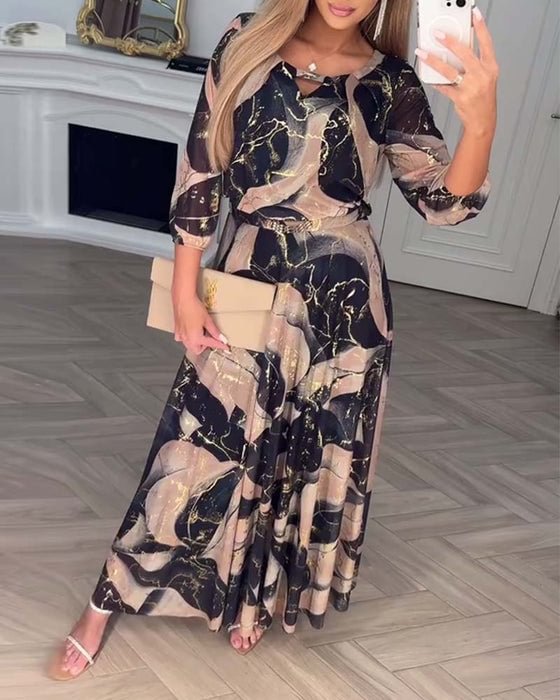 Elvera – Elegante abito maxi con motivo marmorizzato