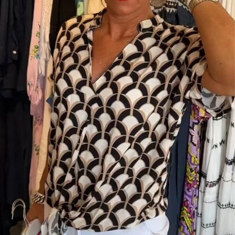 Estelle – Top casual stampato con scollo a V