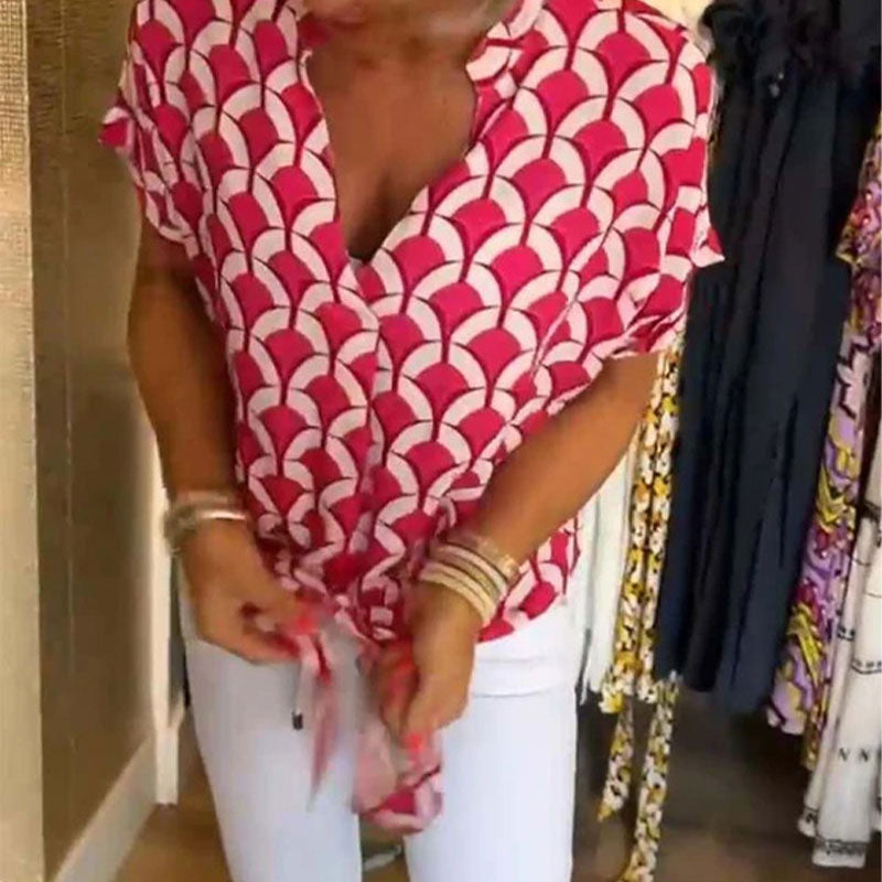 Estelle – Top casual stampato con scollo a V