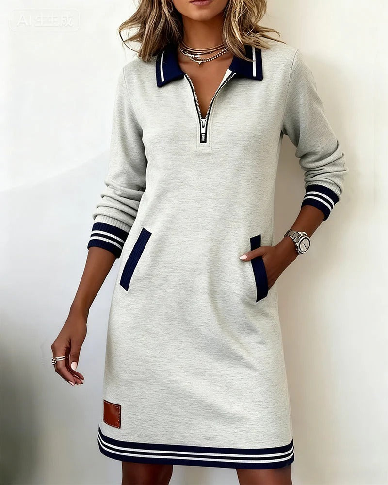 Jeanne – Abito Chic a Maniche Lunghe in Cotone