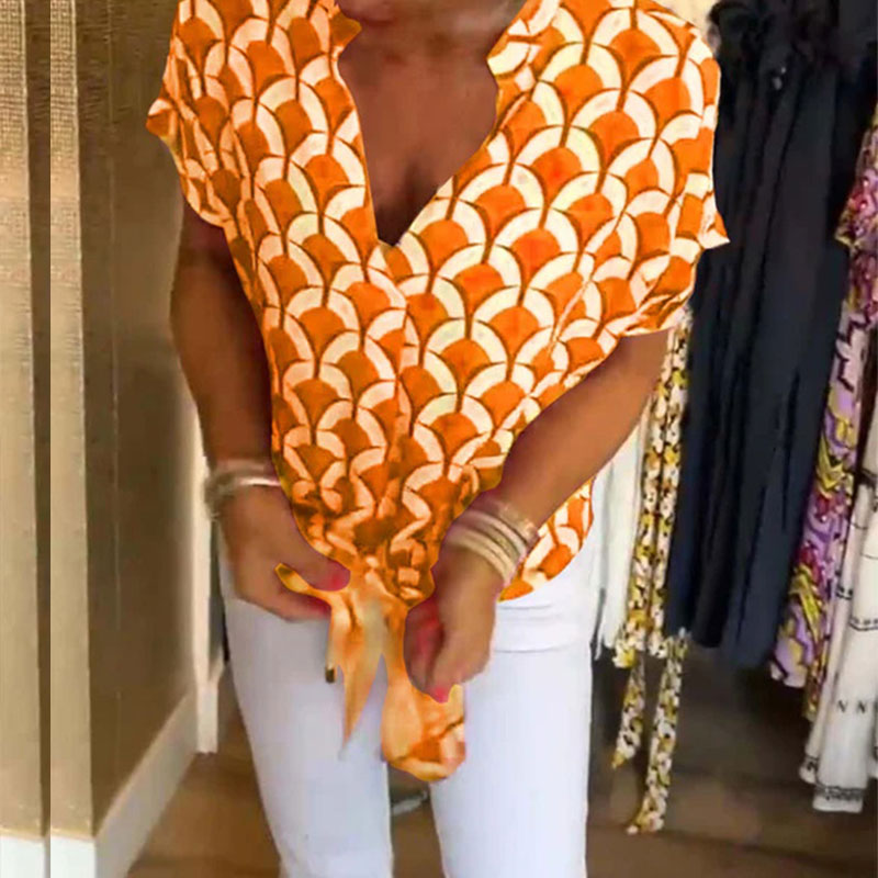 Estelle – Top casual stampato con scollo a V